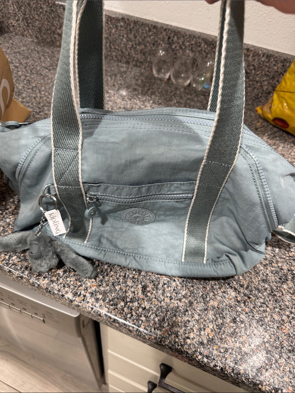 Kipling Light Green Mini Handbag with Zip Pocket NWT - Picture 7 of 9